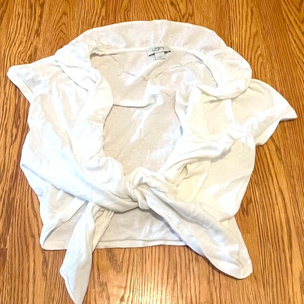 Loft white women's small short sleeve tie bolero
